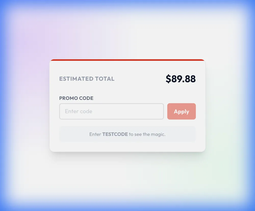 Simulator showing where to paste the promo code at checkout