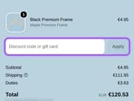 Artspace coupon code field at checkout