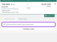 ChicagoVPS coupon code field at checkout