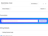 Float Hosting coupon code field at checkout