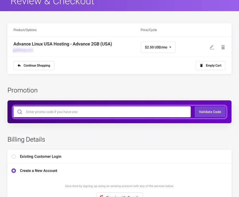 Where to enter a Hostever promo code on the Hostever checkout page