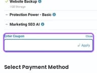 HostPapa coupon code field at checkout