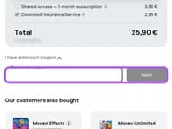 Movavi coupon code field at checkout