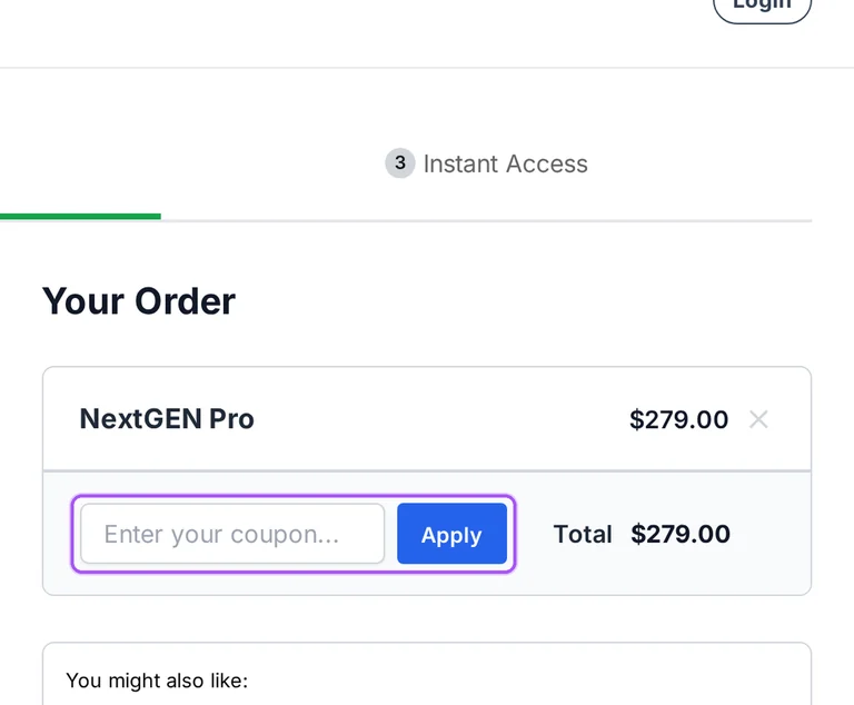 Where to enter a NextGEN Gallery promo code on the NextGEN Gallery checkout page