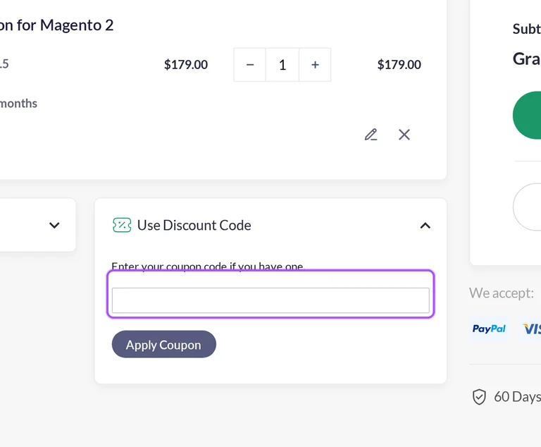 Where to enter a Plumrocket promo code on the Plumrocket checkout page