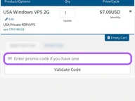 SadeemRDP coupon code field at checkout