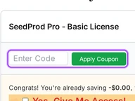 SeedProd coupon code field at checkout