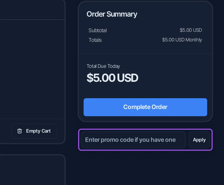 Where to enter a SpringRacks promo code on the SpringRacks checkout page