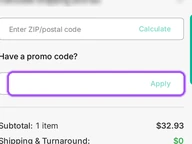 Square Signs coupon code field at checkout
