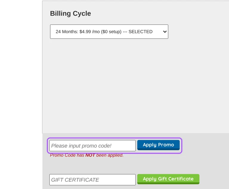 Where to enter a Superb Internet promo code on the Superb Internet checkout page
