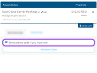 Tempest Hosting coupon code field at checkout