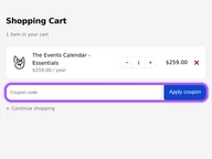 The Events Calendar coupon code field at checkout