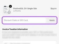 Trustico coupon code field at checkout