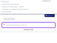Web Hosting Uk coupon code field at checkout