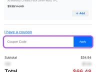 Wondershare coupon code field at checkout