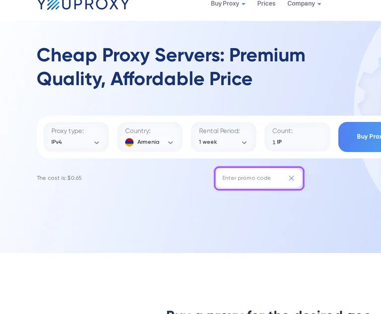 Where to enter a Youproxy promo code on the Youproxy checkout page