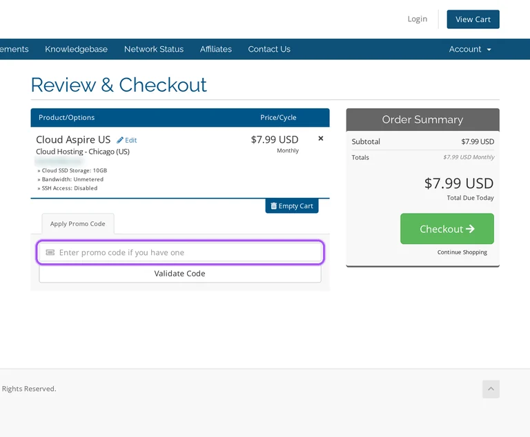 Aspiration Hosting promo code checkout Where to enter a Aspiration Hosting promo code on the Aspiration Hosting checkout page
