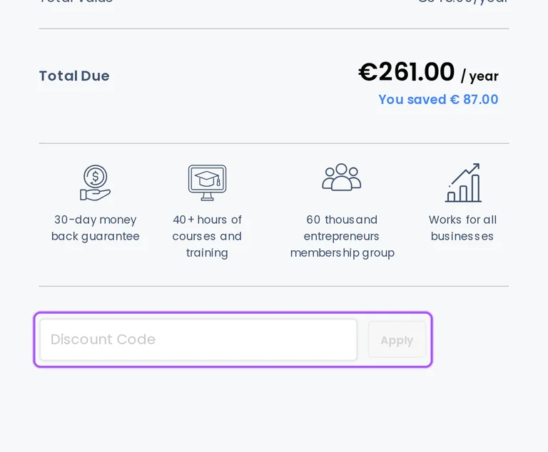 Builderall promo code checkout Where to enter a Builderall promo code on the Builderall checkout page