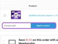DealMirror coupon code field at checkout