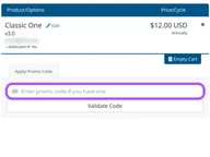 Eboundhost coupon code field at checkout
