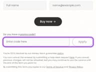 Hola coupon code field at checkout