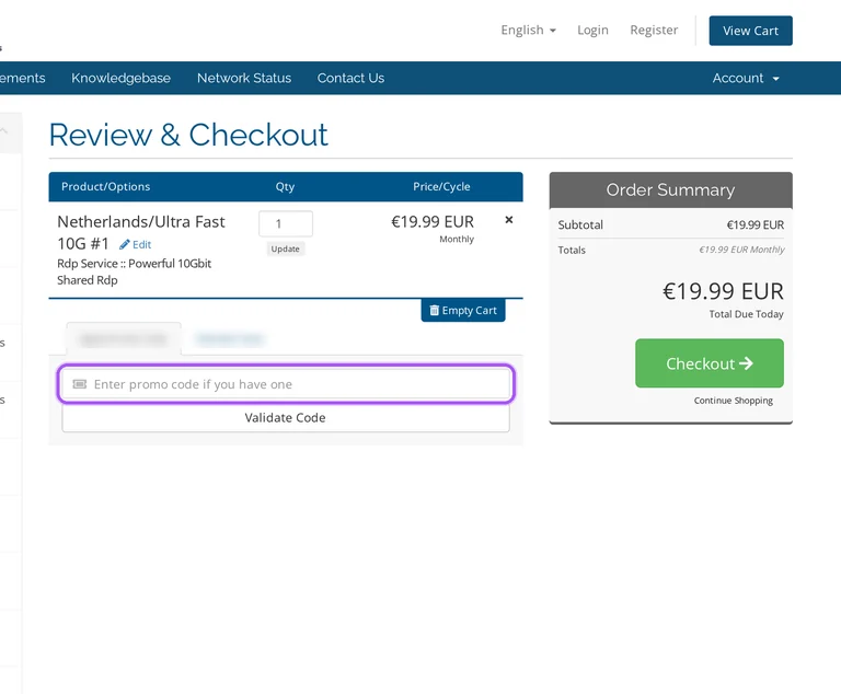 Hostdzire promo code checkout Where to enter a Hostdzire promo code on the Hostdzire checkout page