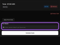 Hostiso coupon code field at checkout