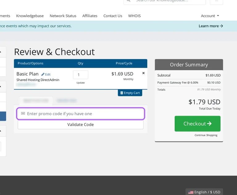 Hostkarle promo code checkout Where to enter a Hostkarle promo code on the Hostkarle checkout page
