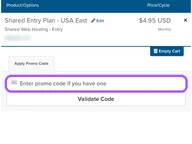 HostMantis coupon code field at checkout