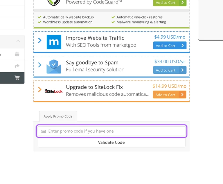 Hostmetro promo code checkout Where to enter a Hostmetro promo code on the Hostmetro checkout page