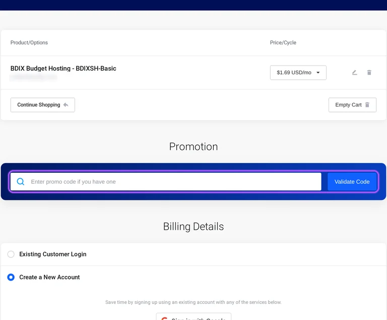 HostSeba promo code checkout Where to enter a HostSeba promo code on the HostSeba checkout page