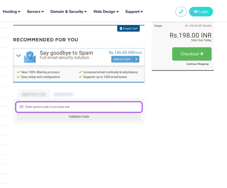 HostSoch promo code checkout Where to enter a HostSoch promo code on the HostSoch checkout page