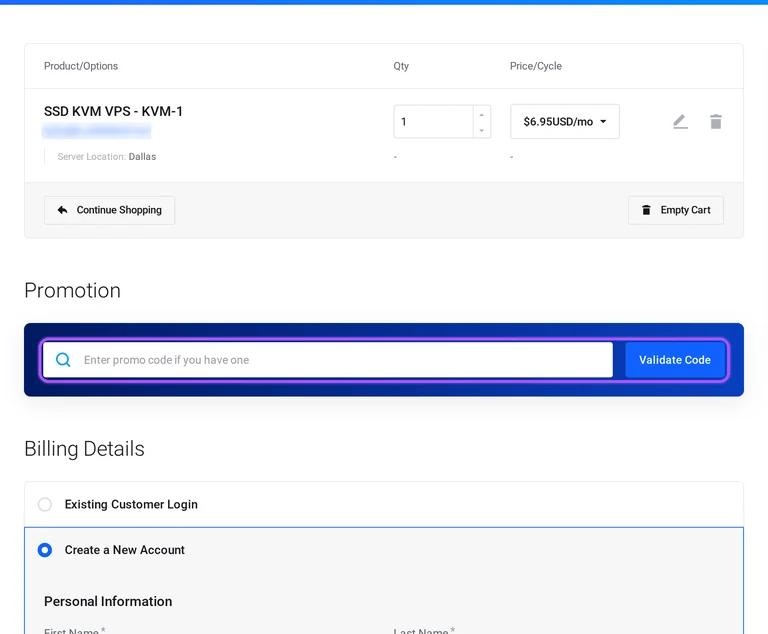 HostUS promo code checkout Where to enter a HostUS promo code on the HostUS checkout page