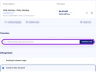 Hostworld coupon code field at checkout