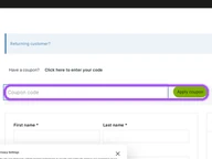 MainWP coupon code field at checkout
