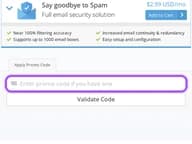 MDDHosting coupon code field at checkout