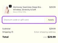 Momcozy coupon code field at checkout