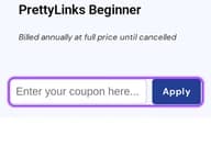 Pretty Link Pro coupon code field at checkout