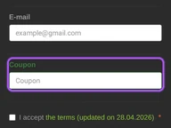 Proxys.io coupon code field at checkout