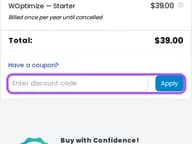 SigmaPlugin coupon code field at checkout