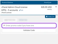 SolVPS coupon code field at checkout