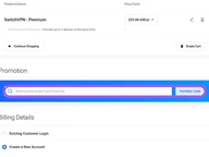SwitchVPN coupon code field at checkout