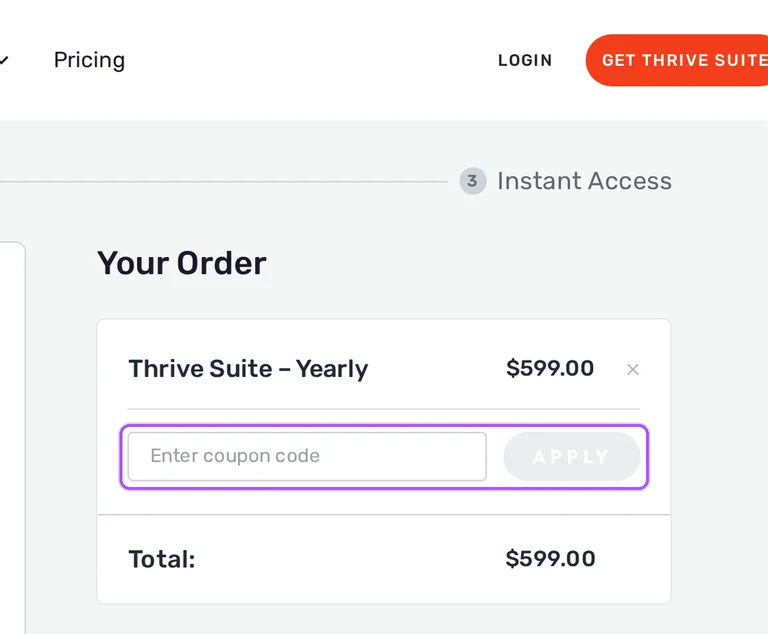 Thrive Themes promo code checkout Where to enter a Thrive Themes promo code on the Thrive Themes checkout page
