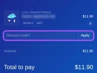 TMDHosting coupon code field at checkout
