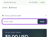 Vpsdime coupon code field at checkout