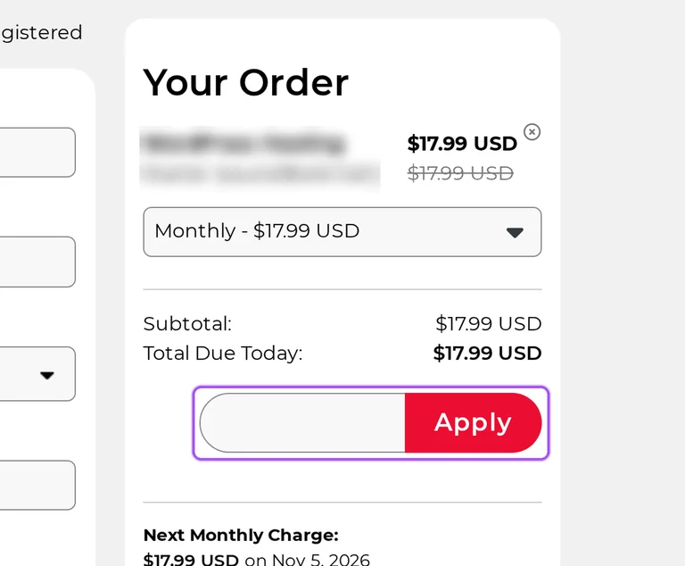 WPX promo code checkout Where to enter a WPX promo code on the WPX checkout page