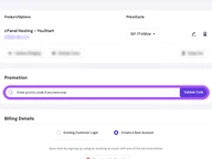 Youstable coupon code field at checkout
